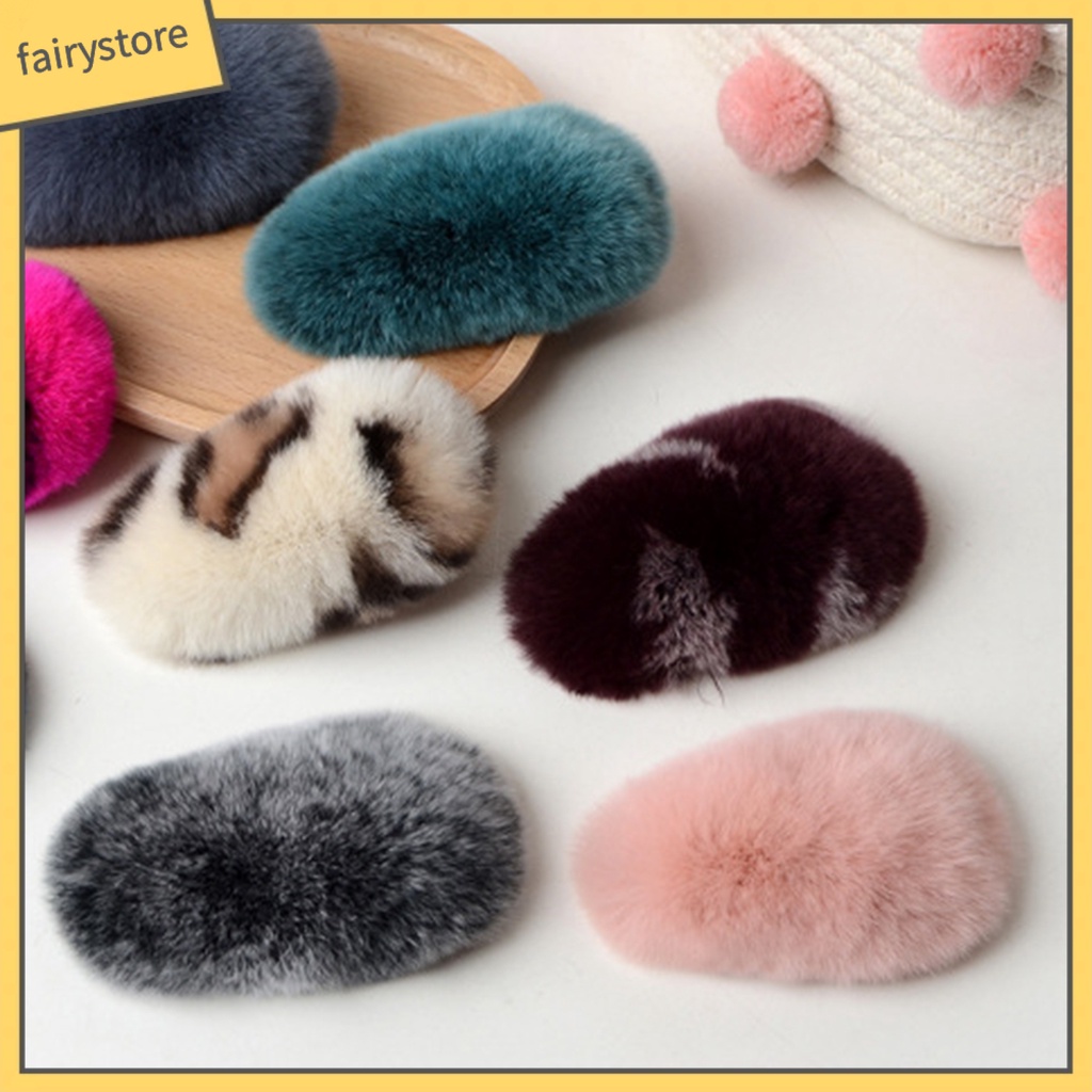 Kẹp Tóc Phủ Lông Giả Mềm Mại Thoải Mái Phong Cách Hàn Quốc