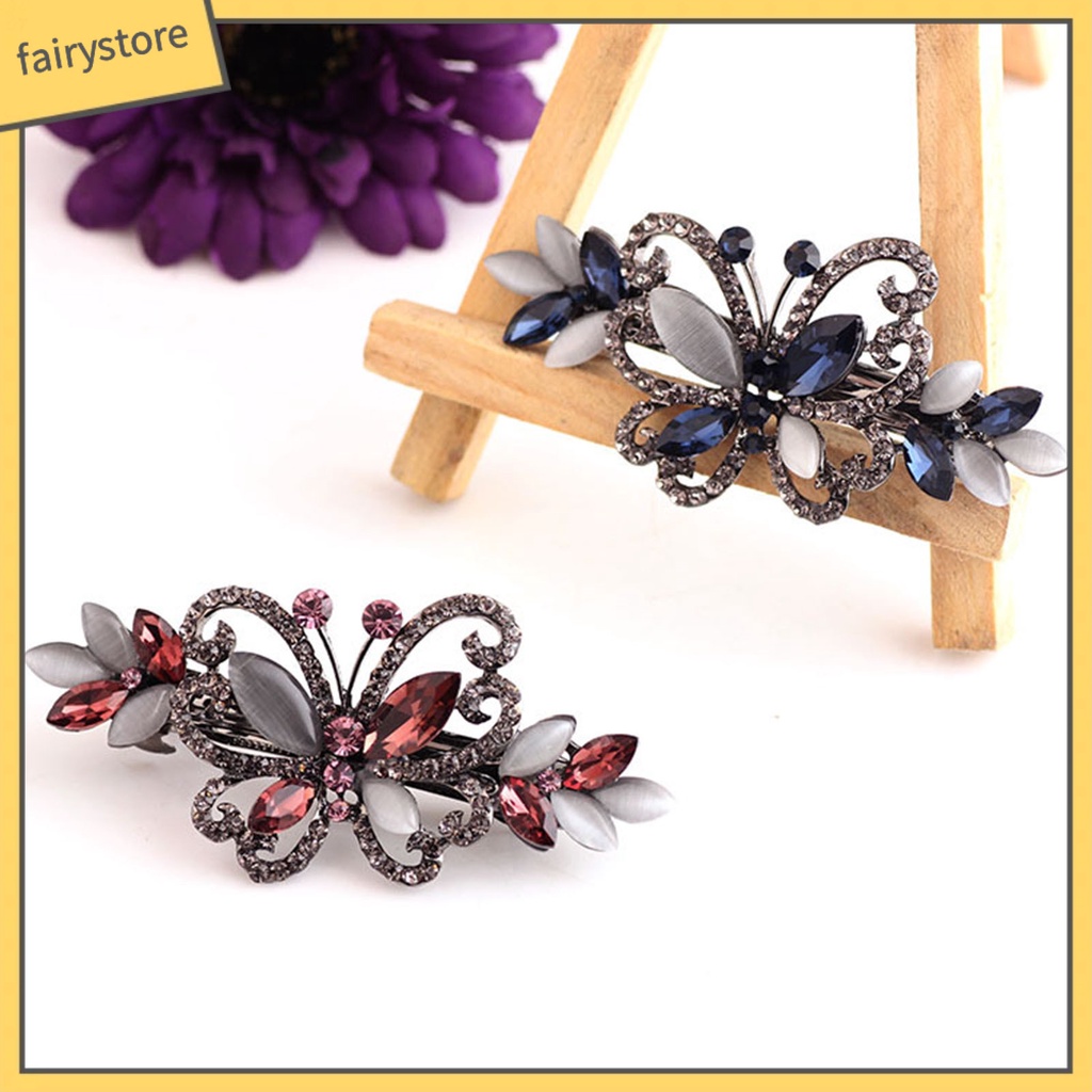 Kẹp Tóc Hình Bướm Đính Đá Phong Cách Vintage