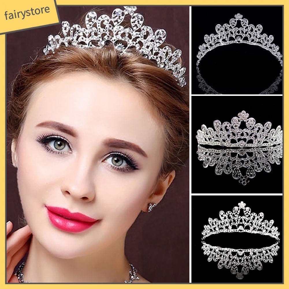 Cài Tóc Hình Vương Miện Đính Đá Lấp Lánh Sang Trọng Cho Cô Dâu