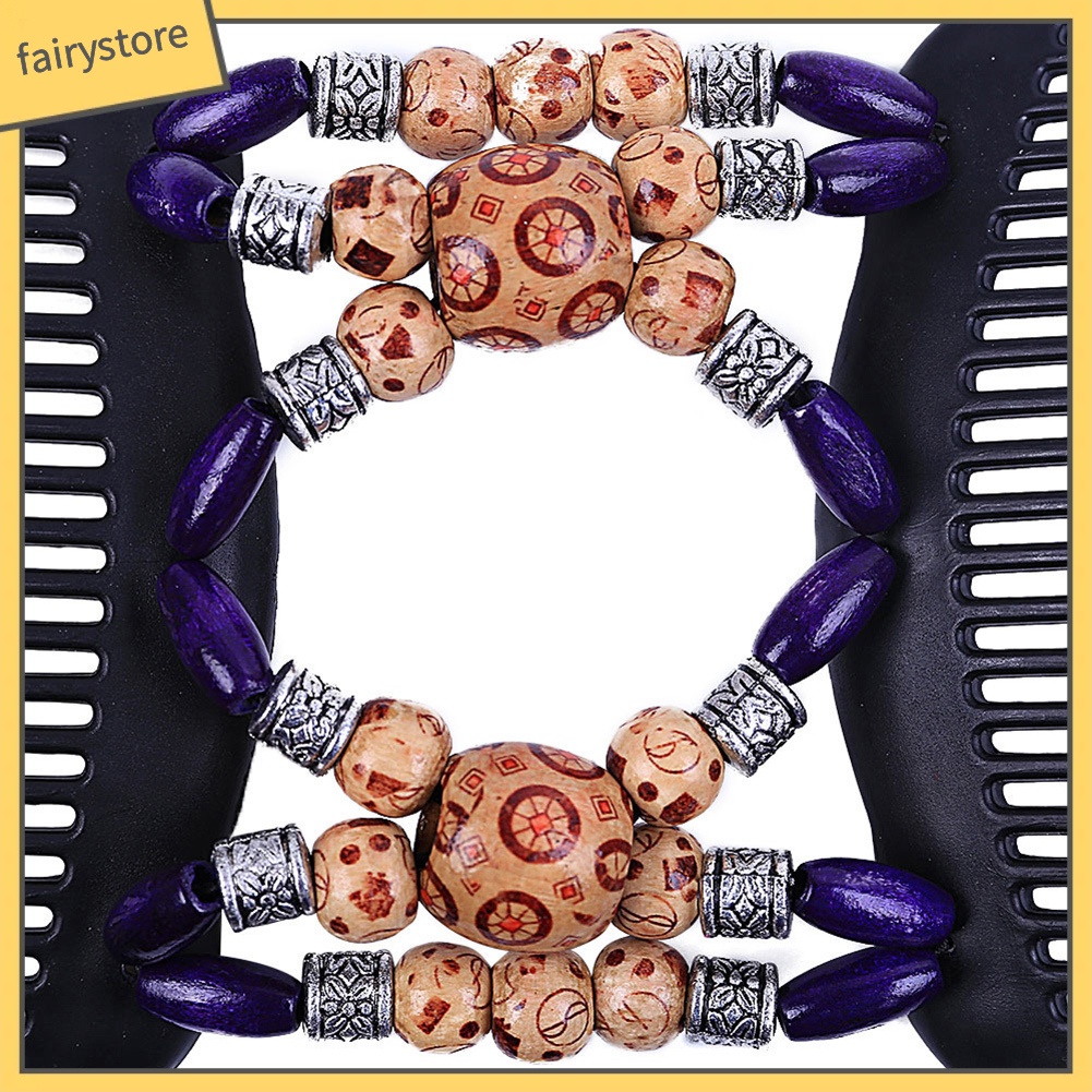 Kẹp Tóc Lược Đôi Đính Hạt Gỗ Phong Cách Vintage Cho Nữ