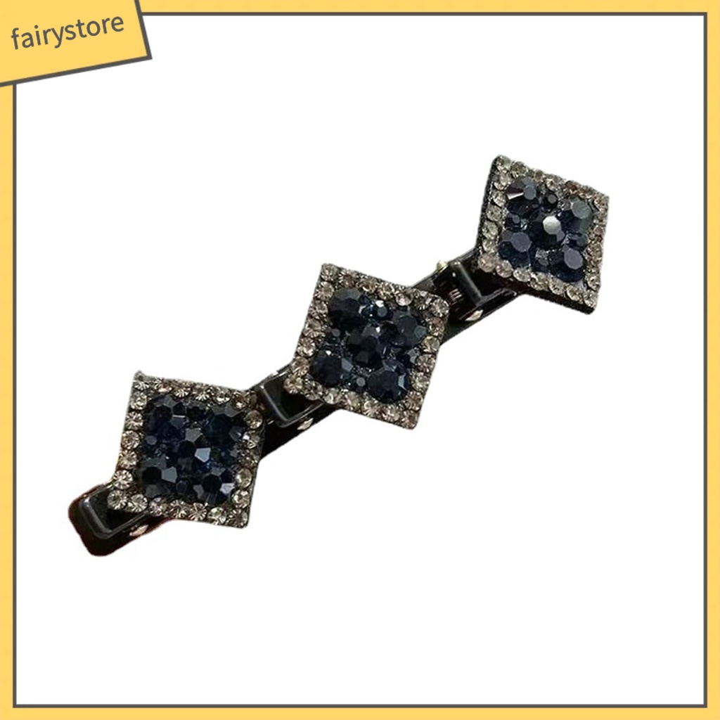 Kẹp Tóc Đính Đá Hình Vuông Bằng Nhựa Lấp Lánh Chống Rơi