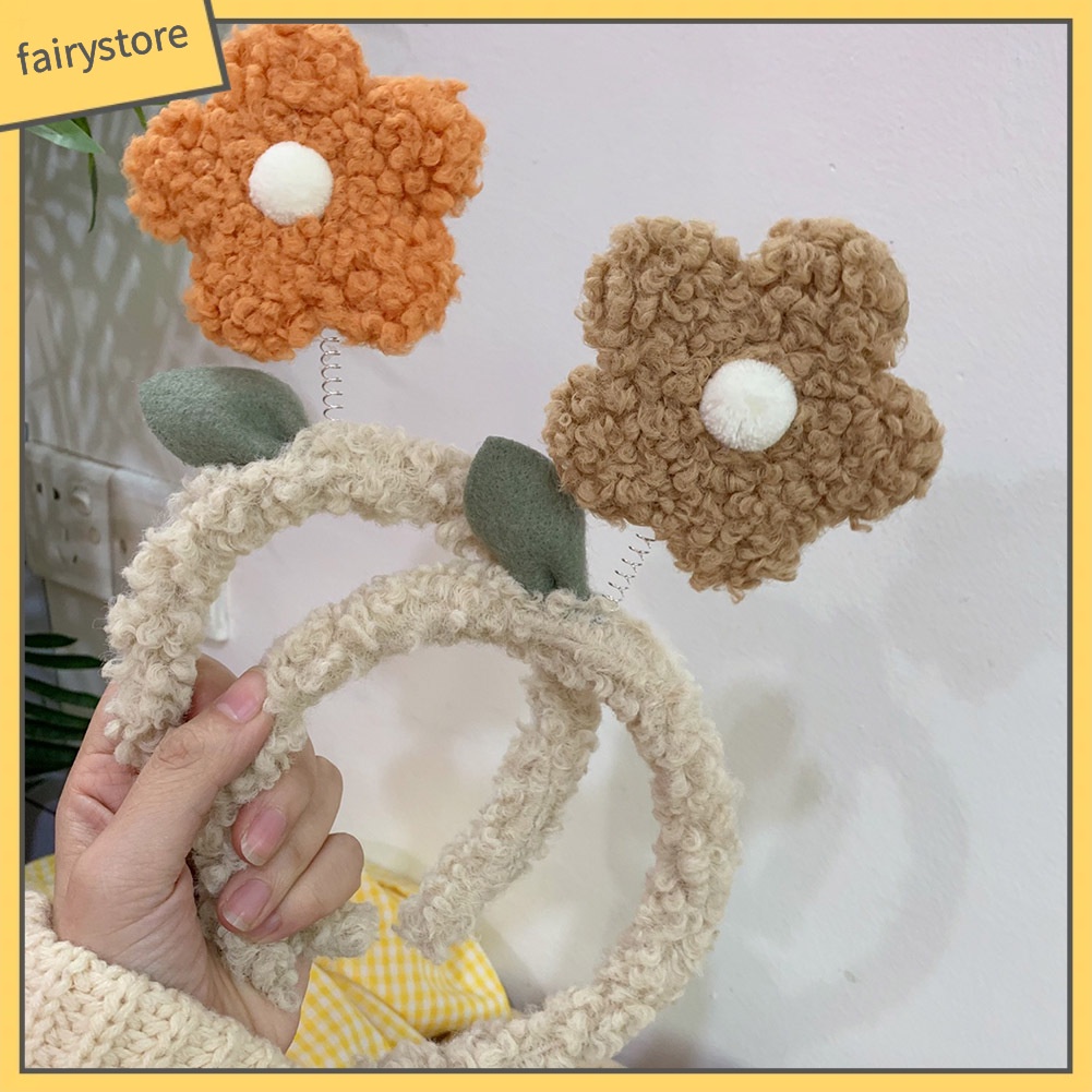 Băng Đô Cài Tóc Rửa Mặt Bằng Vải Bông Hình Hoa Đáng Yêu Cho Nữ