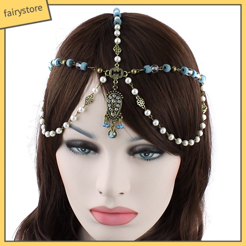 Băng Đô Đính Đá Và Ngọc Trai Giả Phong Cách Bohemian Dành Cho Nữ