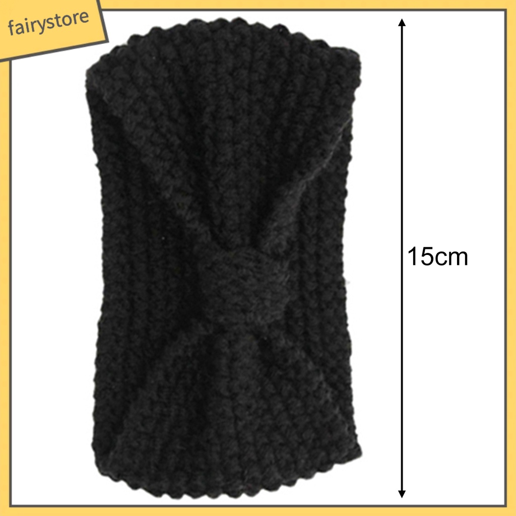 [FRO] Băng Đô Dệt Kim Thắt Nơ Màu Trơn Ấm Áp Mùa Đông Cho Nữ