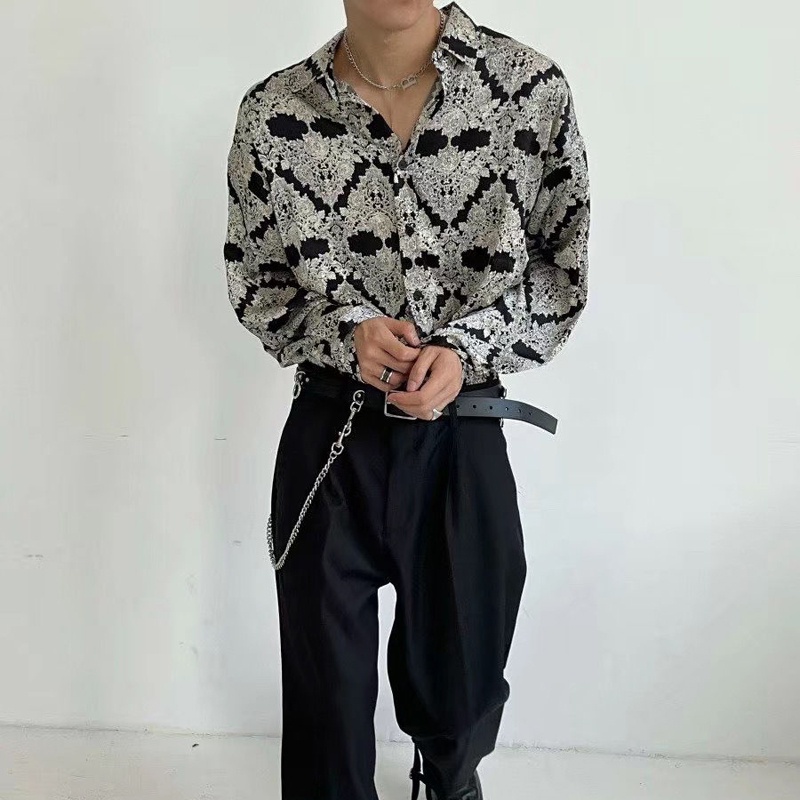 Áo Sơ Mi Dài Tay Họa Tiết Hoa Cao Cấp Thời Trang Theo Phong Cách Pháp Cho Nam