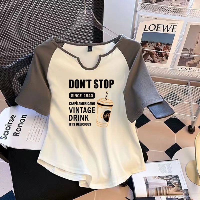 COZOK Áo Thun Tay Ngắn Dáng Rộng In Chữ Thời Trang