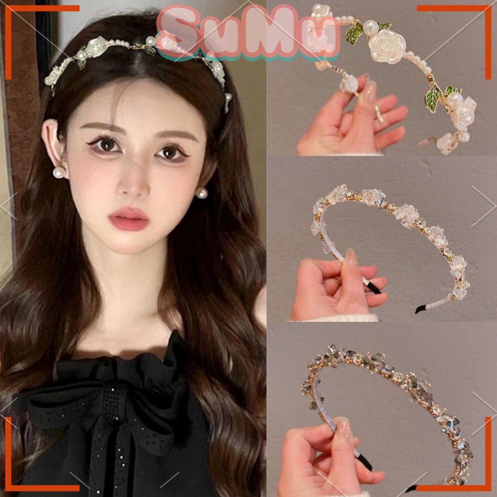 SUMU Băng Đô Cài Tóc Đính Đá Hình Hoa Hồng Thời Trang