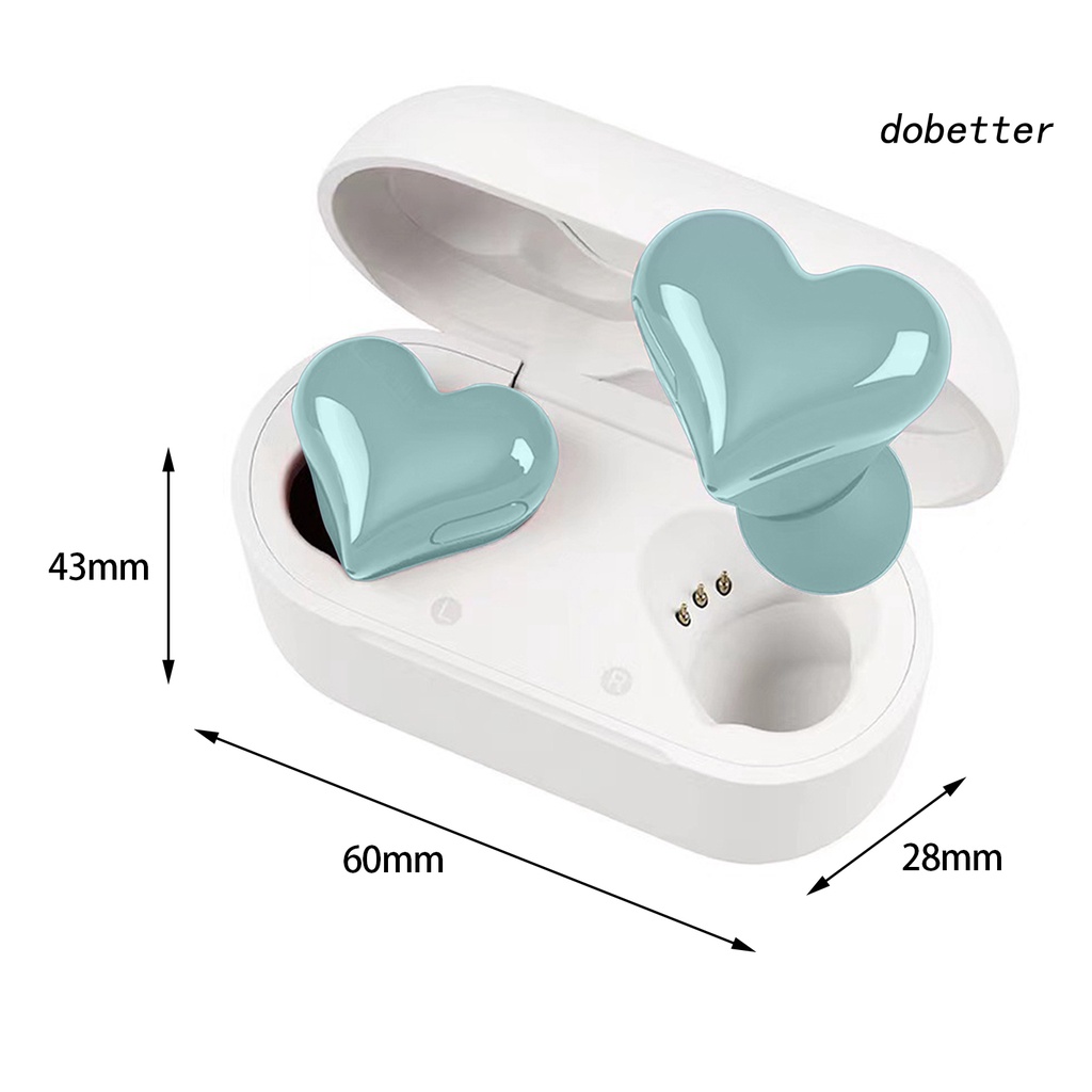 1 Cặp Tai Nghe Nhét Tai Không Dây Chống Nước IPX4 Bluetooth 5.0 Hình Trái Tim Kèm Hộp Sạc