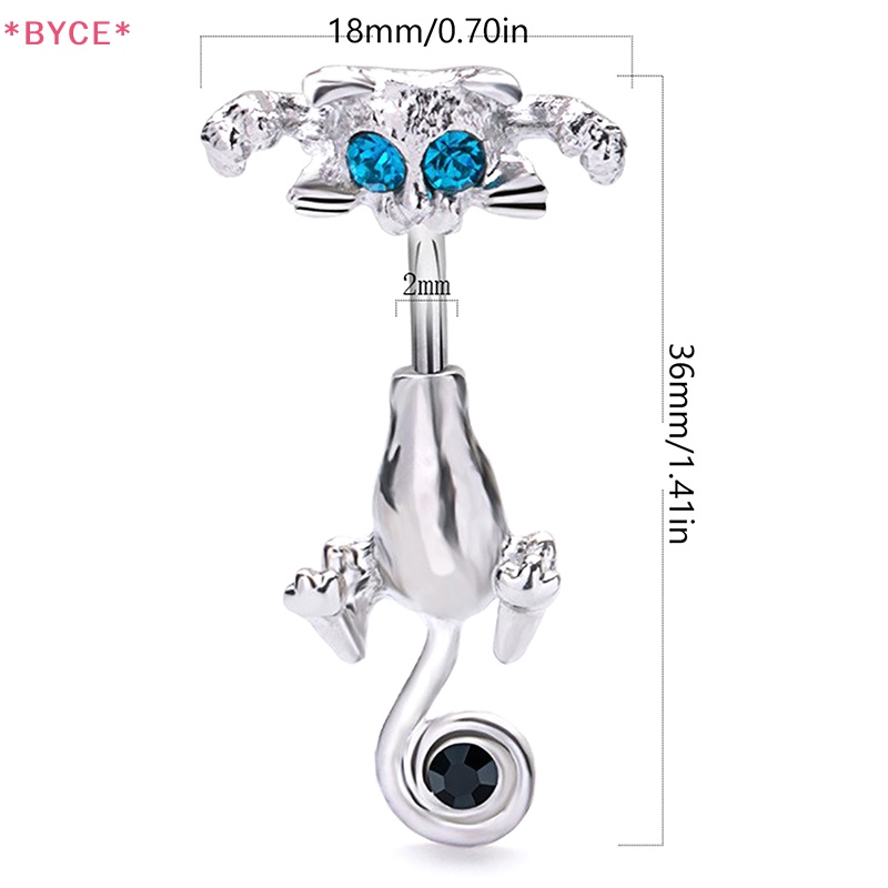 Khuyên Rốn Bằng Thép Không Gỉ Hình Mèo Đính Đá Chất Lượng Cao Quyến Rũ Cho Nữ Mới