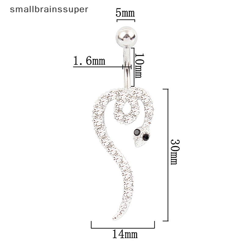 Khuyên Rốn Hình Rắn Bằng Thép Không Gỉ Đính Đá Pha Lê Quyến Rũ SBS