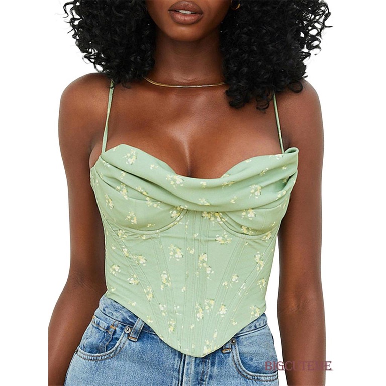 Áo Lửng Hai Dây In Hoa Thời Trang Gợi Cảm Cho Nữ