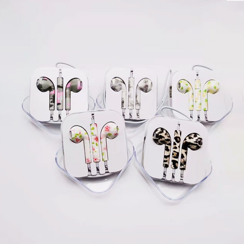 Tai Nghe Nhét Tai Có Dây 3.5mm In Họa Tiết Màu Sắc Kèm Mic IP Android-24h Ship