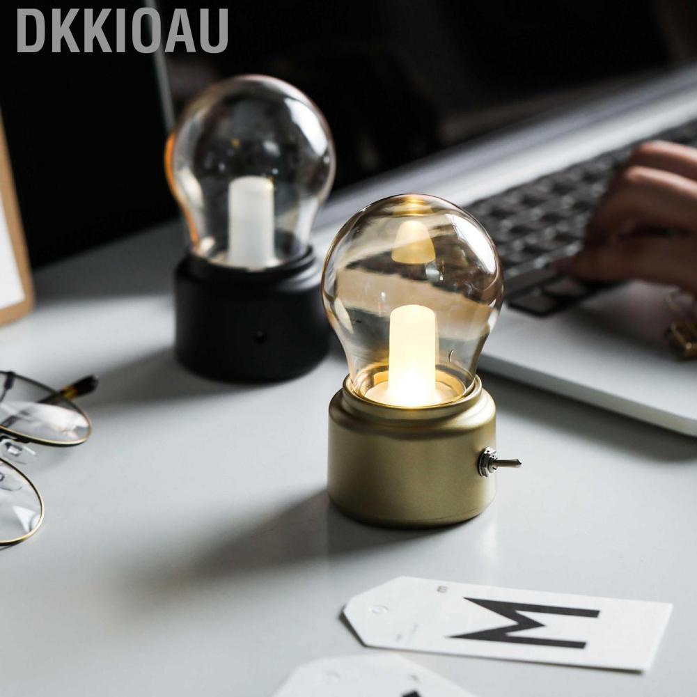 Dkkioau Night Light USB Rechargeable Bulb Shape Continuous Light Dormitory Desk Lamp for Bedroom Bedside