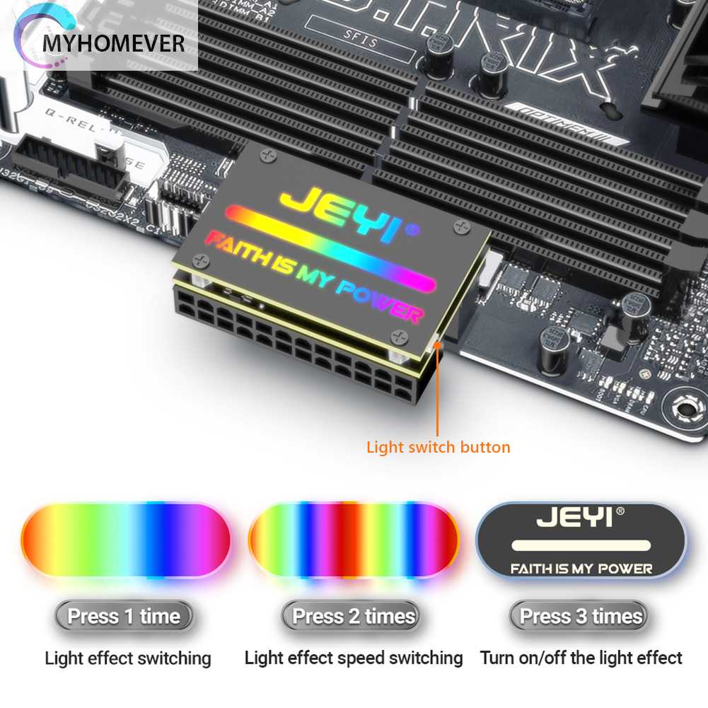 Adapter ATX 24Pin RGB Xoay 90 Độ 18 Chế Độ Đèn Có Thể Điều Chỉnh Cho Máy Tính Để Bàn