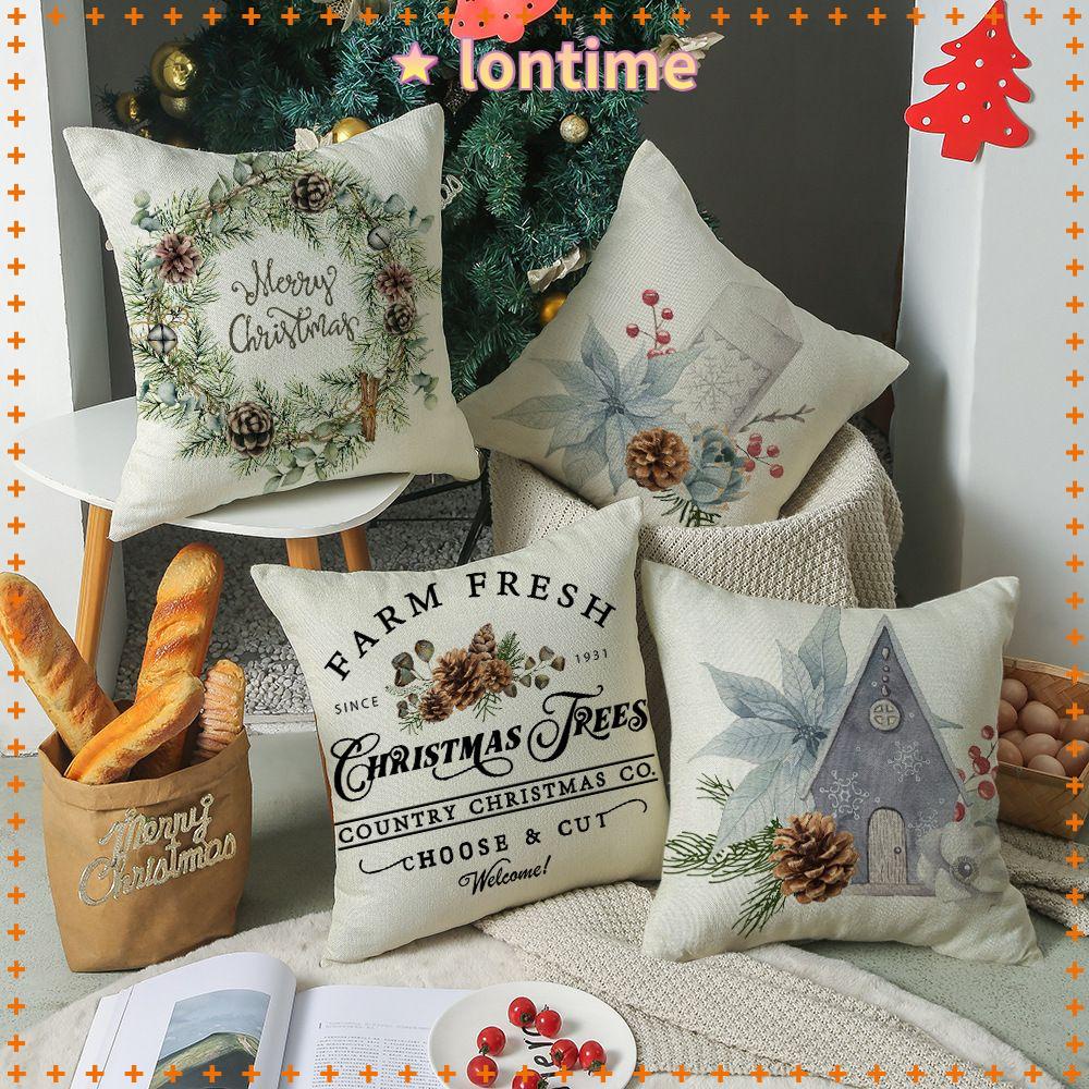 Vỏ Gối Vuông Họa Tiết Giáng Sinh Độc Đáo Trang Trí Nhà Cửa
