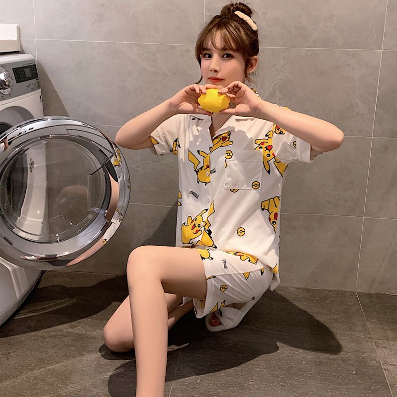 Bộ Đồ Ngủ Tay Ngắn In Họa Tiết Hoạt Hình Dễ Thương Phong Cách Nhật Bản / Hàn Quốc Thời Trang Xuân Thu Cho Nữ