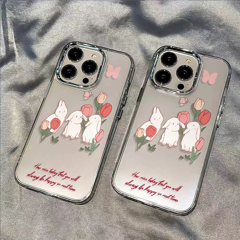 ✅Ốp Điện Thoại Mềm Chống Sốc In Hình Hoa Tulip Và Thỏ Cho Iphone 12 Max Plus 714 Pro 8 1113