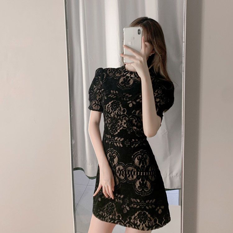 Đầm Ngắn Tay Ôm Dáng Phong Cách Retro Thời Trang Mùa Hè 2023 Mới