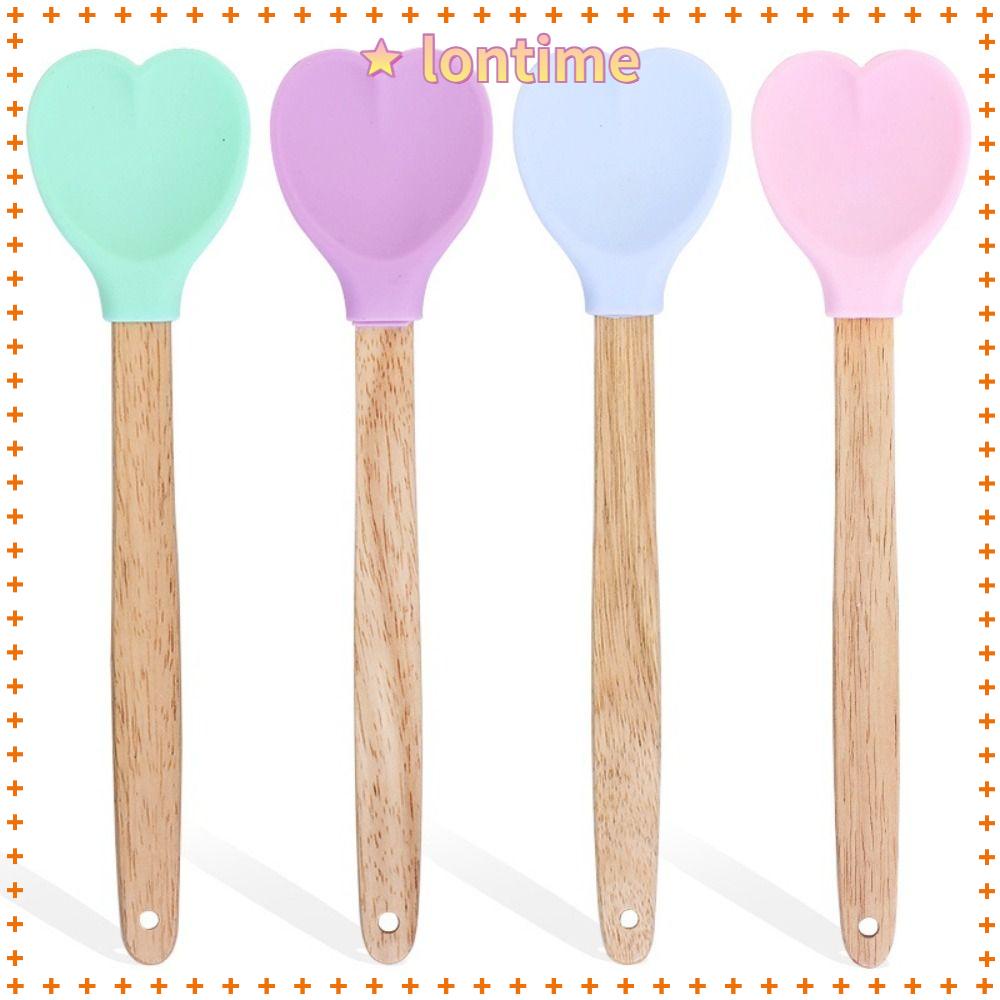 Muỗng Silicone Cán Gỗ Chống Dính Hình Trái Tim