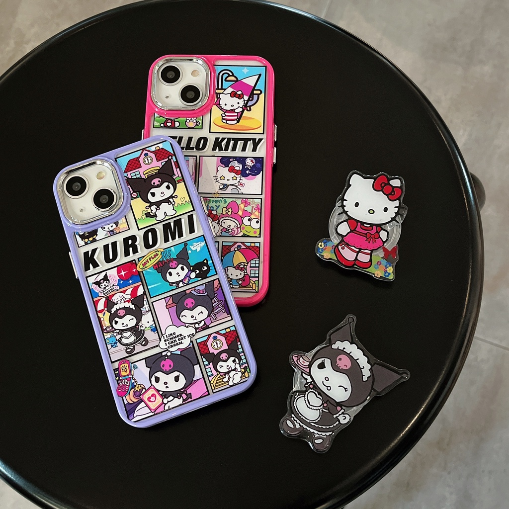 Ốp Điện Thoại TPU Mềm Trong Suốt Chống Rơi Họa Tiết Hoạt Hình Kuromi Cho iPhone 11 13 12 14 Pro Max Đứng