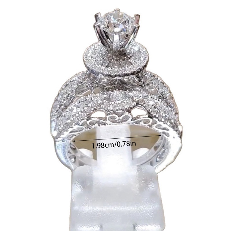 Bộ 2 Nhẫn Đính Đá Zircon Lớn Thời Trang Sang Trọng Cho Nữ