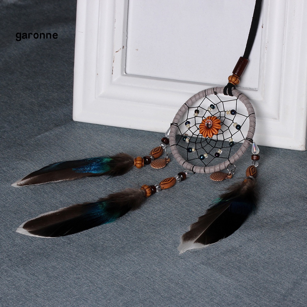 Dreamcatcher Đính Lông Vũ Treo Trang Trí Phong Cách Vintage
