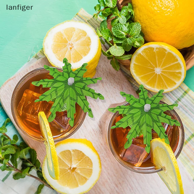 Lanf Set 10 Dù Giấy In Hình Cây Cọ Nhiệt Đới Dùng Trang Trí Bánh Cupcake Sinh Nhật Đám Cưới