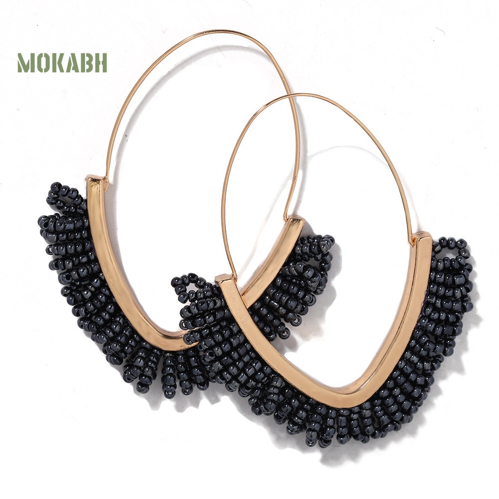 [Mok Abh] Bông Tai Đính Hạt Tua Rua Phong Cách Bohemian