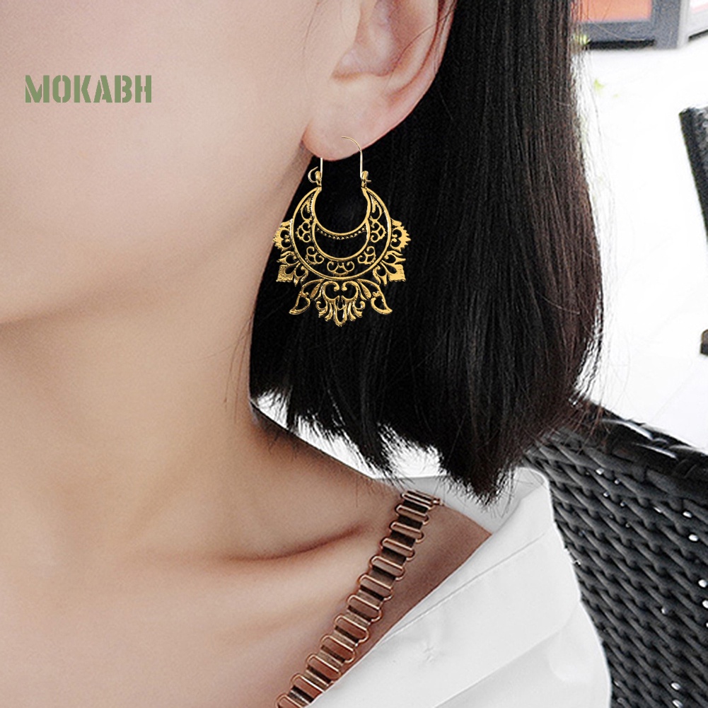 [Mok Abh] Bông Tai Nửa Vòng Cắt Rỗng Kiểu Dáng Vintage