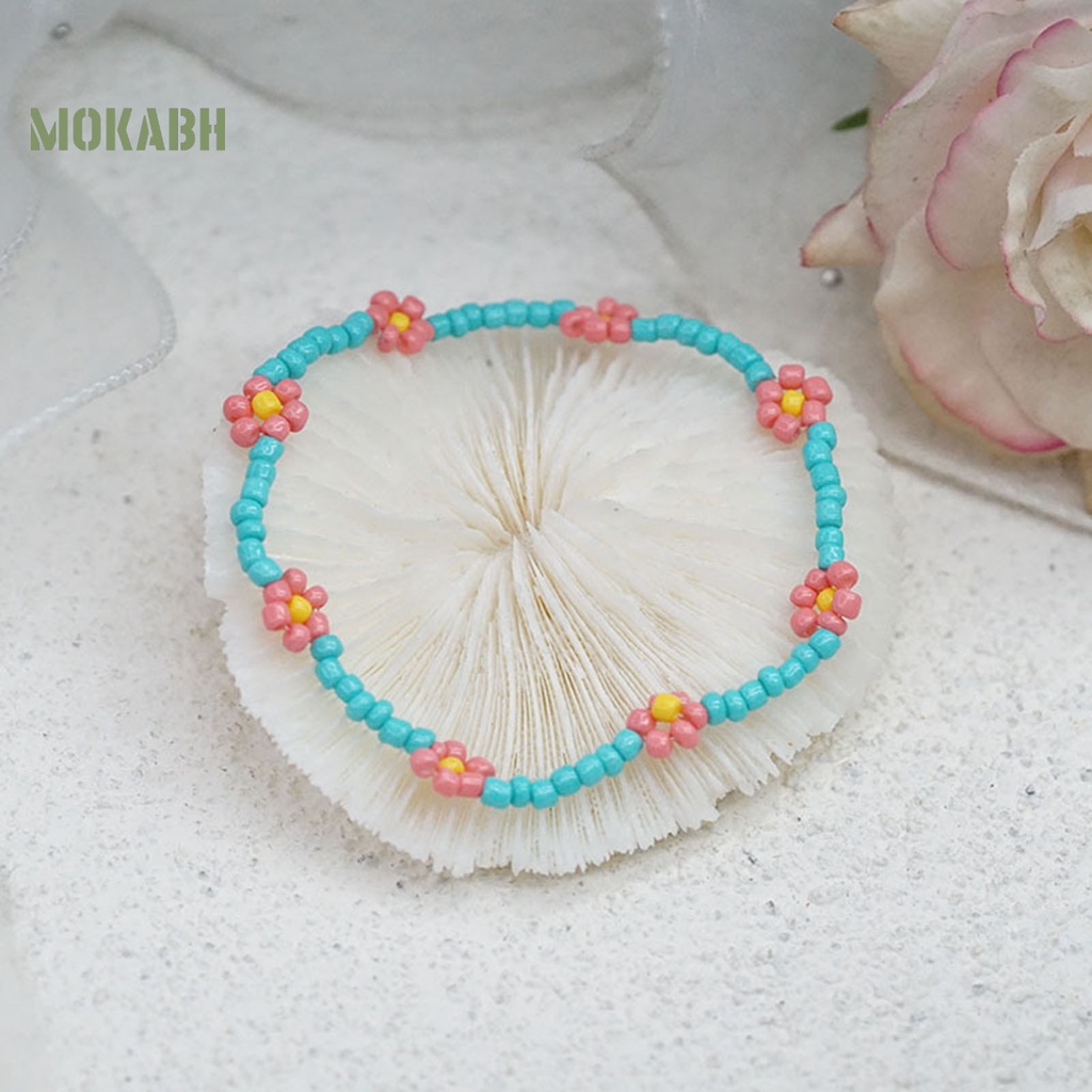 Vòng Đeo Tay Chuỗi Hạt Họa Tiết Hoa Tinh Tế Thời Trang Cho Nữ