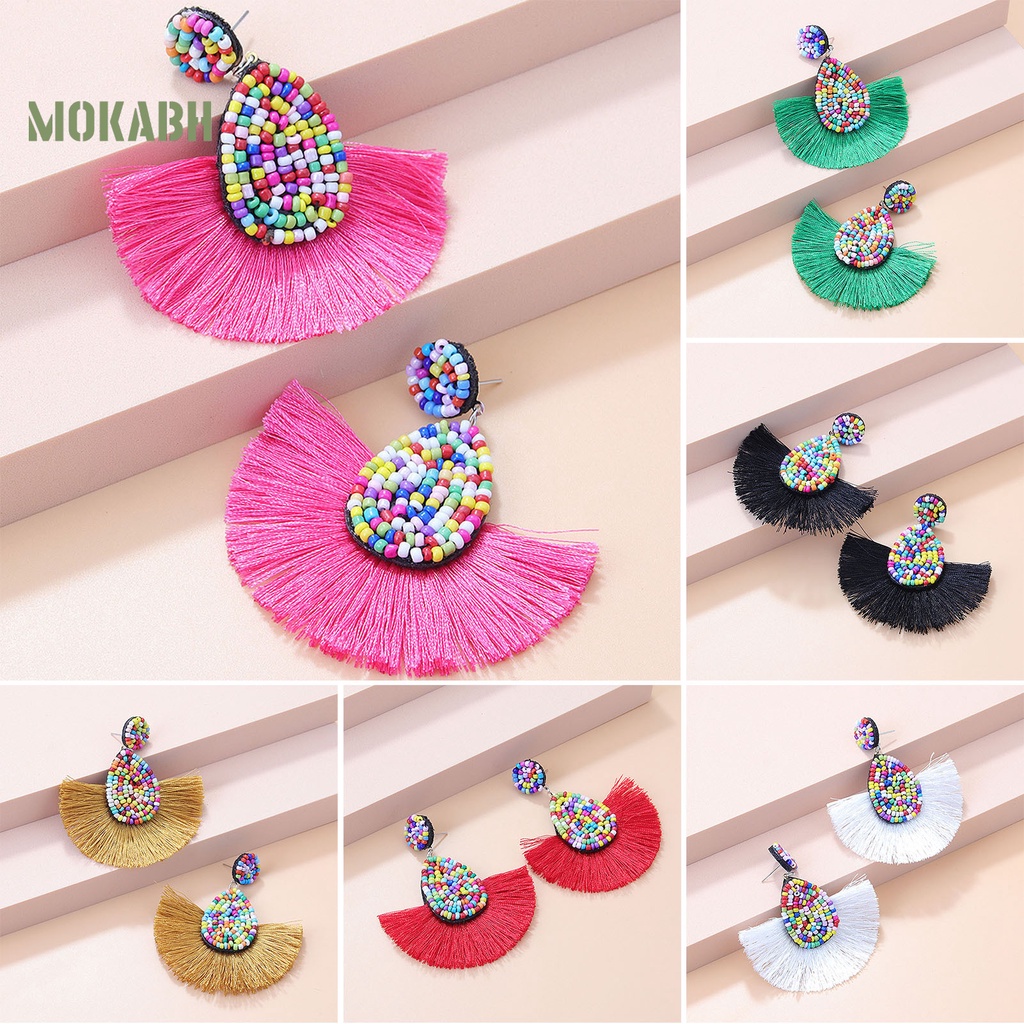 1 Cặp Bông Tai Hình Quạt Phong Cách Bohemia Gọn Nhẹ