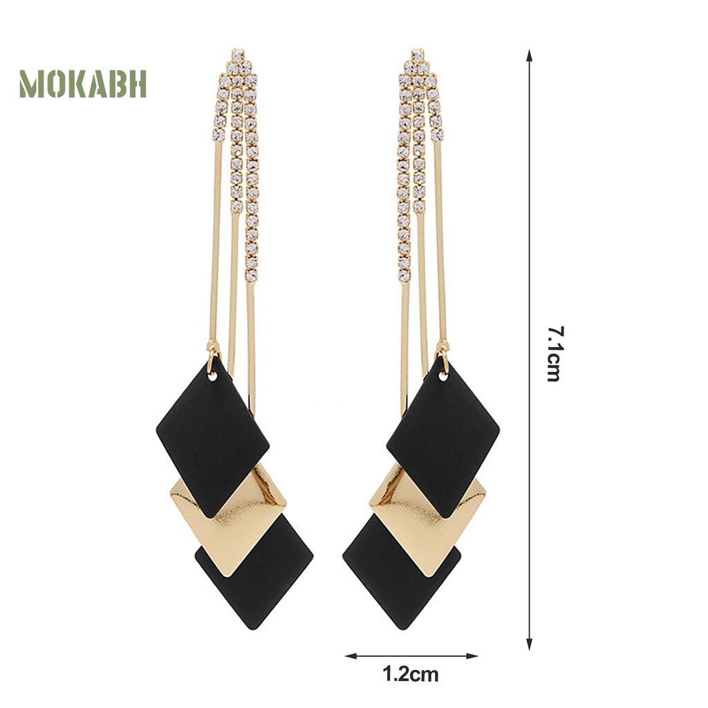 1 Cặp Bông Tai Tua Rua Đính Đá Màu Sắc Tương Phản Phong Cách Bohemian