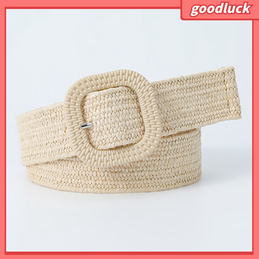 [GLO] Thắt Lưng Rơm Trơn Bản Rộng Co Giãn Chống Vỡ Có Thể Giặt Được Có Khóa Cài Cho Nữ