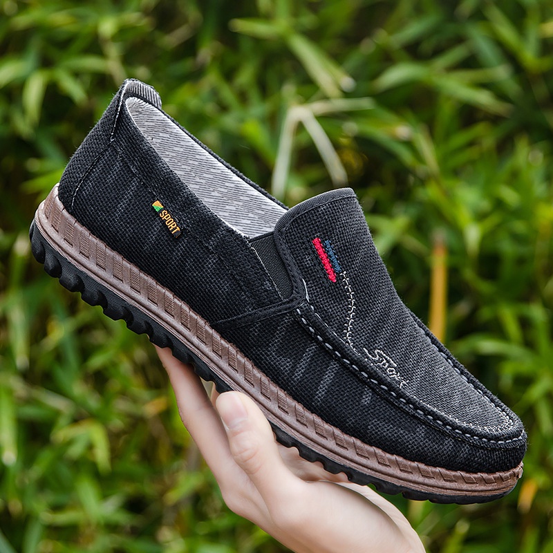 Giày Lười Vải Nam, Thoáng Khí, Đế Mềm, Chống Trơn Trượt G200