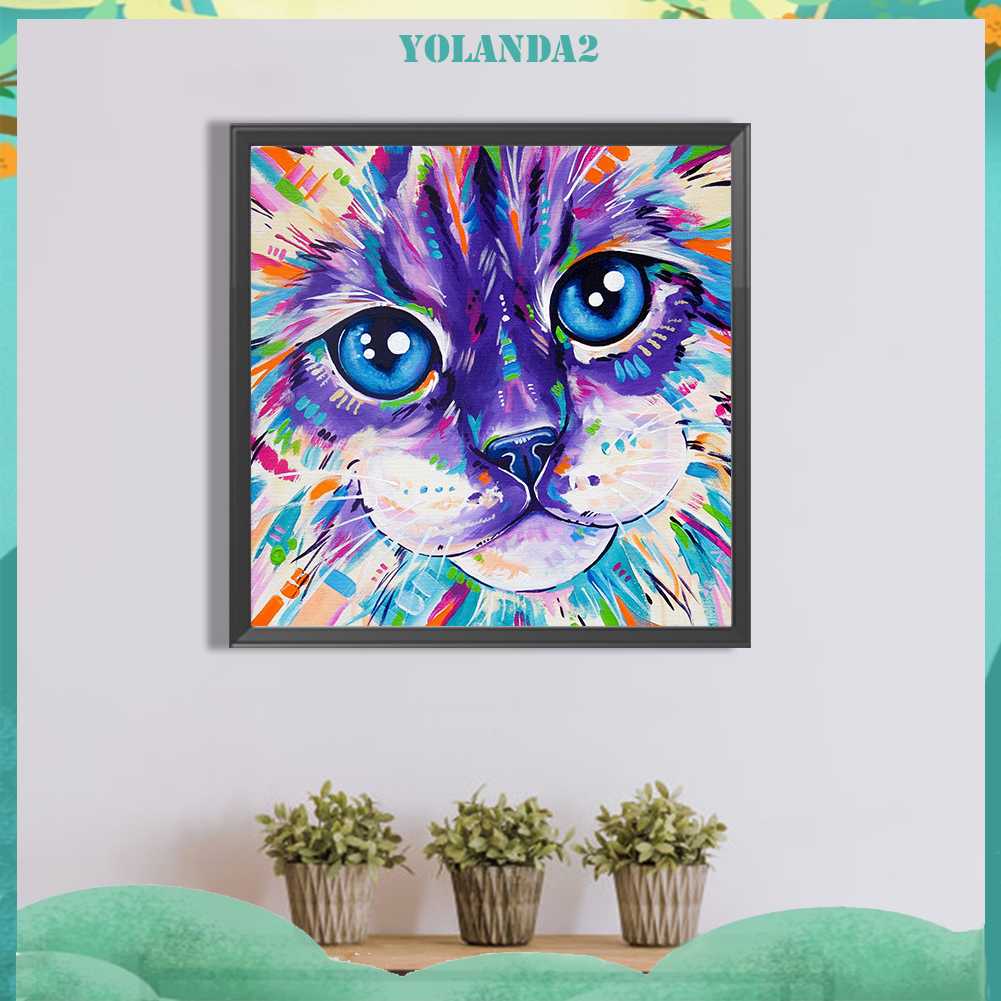 Tranh Đính Đá Kim Cương Toàn Bộ 5D DIY Hình Vẽ Mèo Trang Trí Nhà Cửa