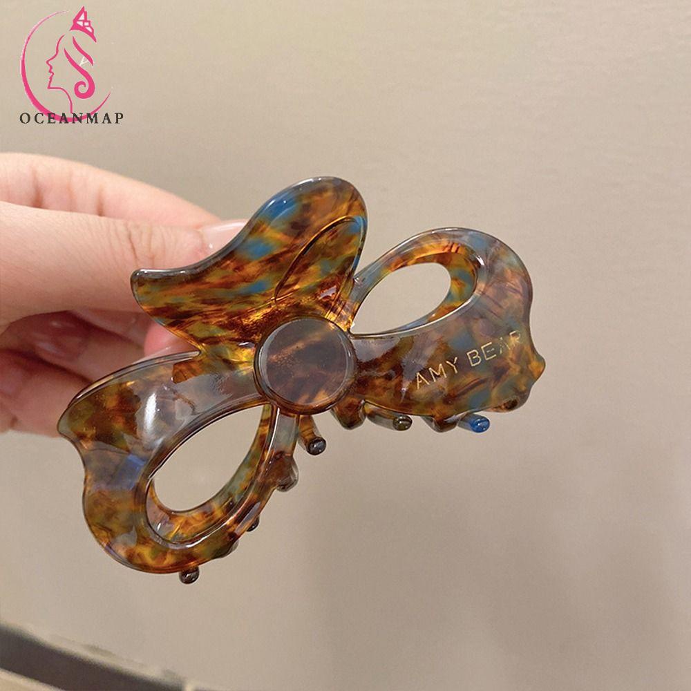 OCEANMAP Kẹp Tóc Đính Nơ Họa Tiết Cá Mập Axit Acetic Thời Trang Cho Nữ