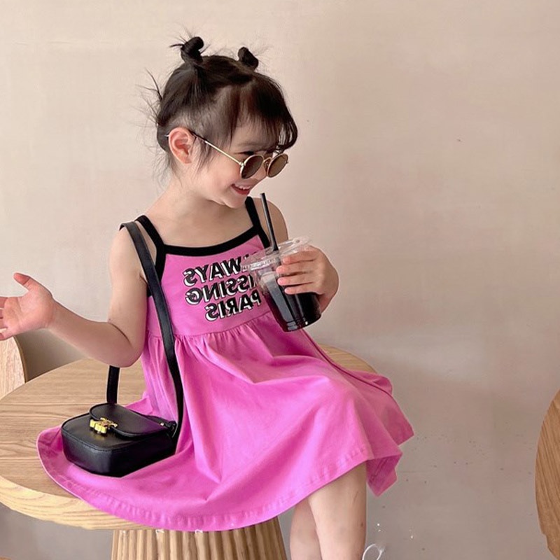 Đầm Yếm In Chữ Thời Trang Hàn Quốc Xinh Xắn Cho Bé Gái