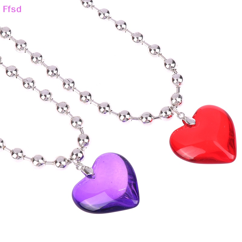 {Ffsd} Dây Chuyền Mặt Kính Hình Trái Tim Nhiều Màu Sắc Tối Giản Phong Cách Hip Hop