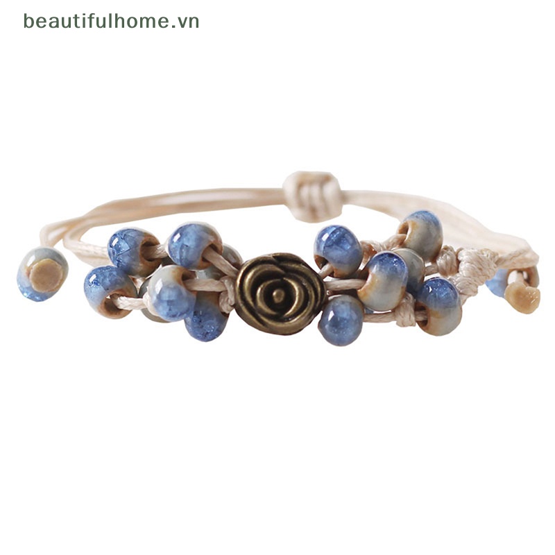 Vòng Đeo Tay Hạt Gốm Phong Cách Dân Tộc Thời Trang Cho Nữ