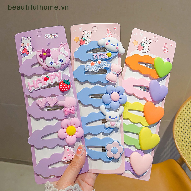 Set 5 Kẹp Tóc Hình Thỏ / Gấu Hoạt Hình Dễ Thương Cho Bé Gái