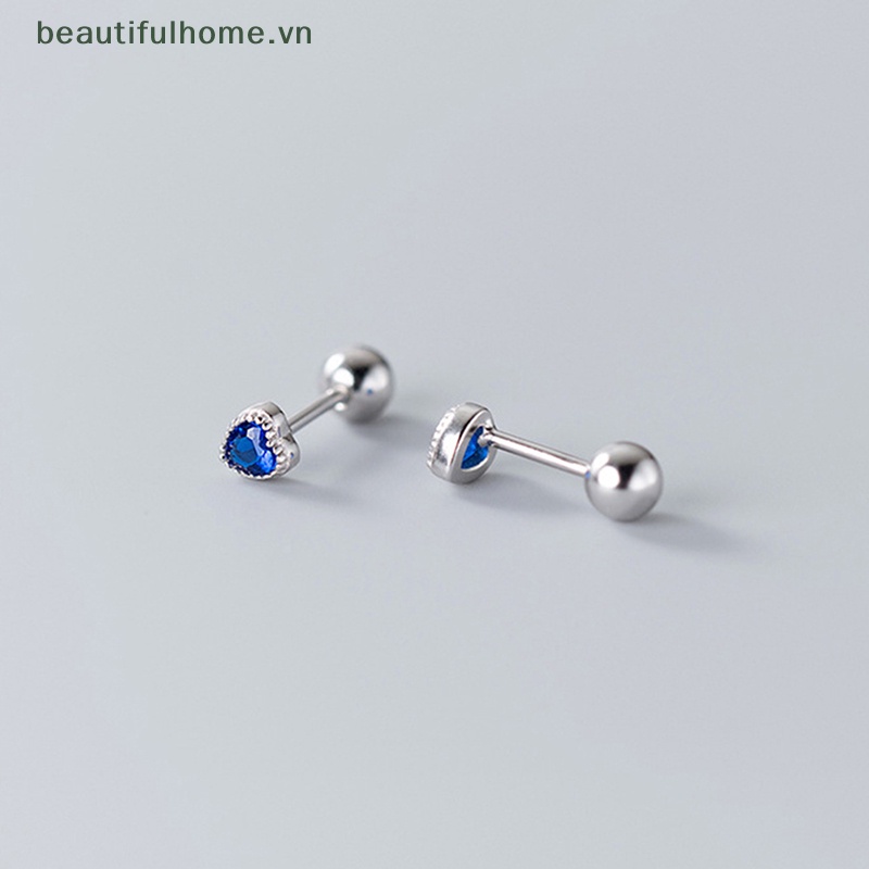 1 Đôi Bông Tai Hình Trái Tim Đính Đá Zircon Thời Trang Dành Cho Nữ