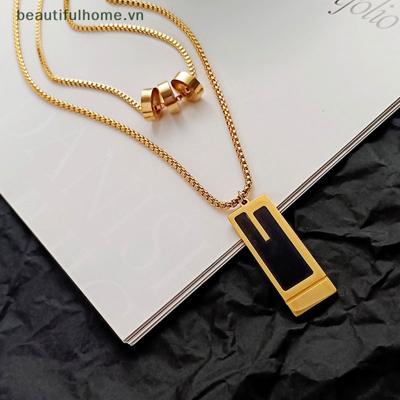 Vòng cổ Hai Lớp Mặt Vuông Bằng Hợp Kim Màu Vàng Tinh Tế Thời Trang Dễ Phối Đồ Dành Cho Bạn Nữ [beauty]