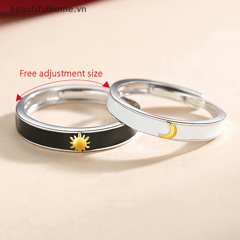 [beautifulhome] Nhẫn Đính Hôn / Nhẫn Cặp Đôi Hình Mặt Trăng Thời Trang Phù Hợp Làm Quà Cho Nam Và Nữ