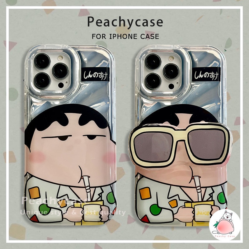 Ốp Điện Thoại TPU Dẻo Họa Tiết Cậu Bé Đeo Kính Râm + Giá Đỡ Chống Sốc Cho iPhone 14 13 12 11 Pro Max
