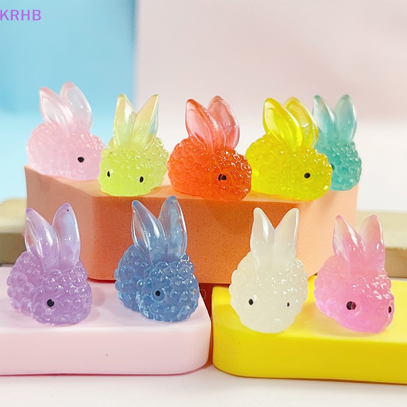 Set 10 Tượng Thỏ Dạ Quang Bằng Nhựa Resin Thủ Công Sáng Tạo Dành Cho Trang Trí Tiểu Cảnh Mới