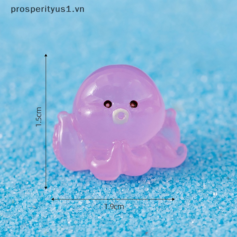 Set 1 / 5 Tượng Bạch Tuộc Dạ Quang Mini Bằng Nhựa Resin Trang Trí Bảng Điều Khiển Xe Hơi / Nhà Cửa DIY