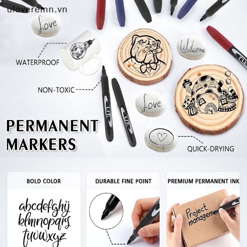 Set 10 Bút Lông Đánh Dấu Màu Đỏ / Xanh Dương / Đen Dành Cho Học Sinh