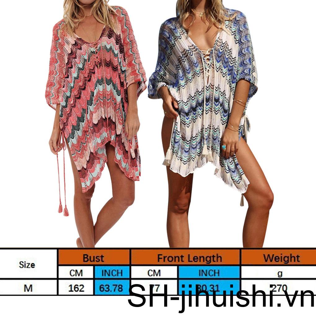 Đầm Đi Biển Dáng Rộng Họa Tiết Kẻ Sọc Nhiều Màu Sắc Thời Trang Mùa Hè Quyến Rũ Cho Nữ