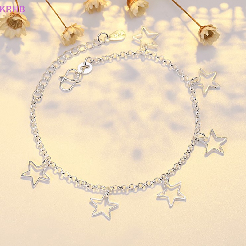 Vòng Tay Mạ Bạc Hình Ngôi Sao Năm Cánh Thời Trang Cho Nữ Mới