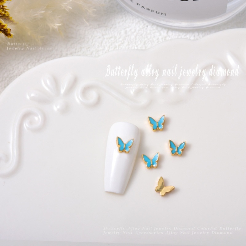 Set 5 Phụ Kiện Trang Trí Móng Hình Bướm 3D Xinh Xắn Charms